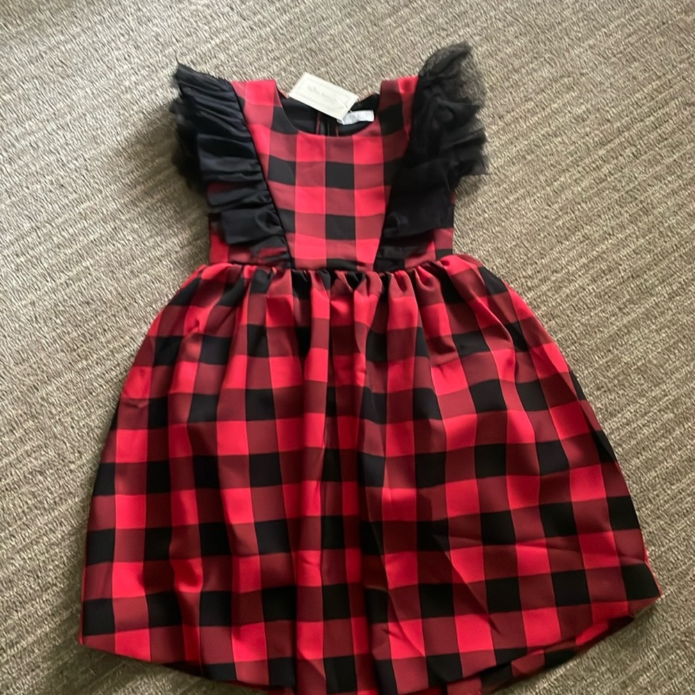 NWT Trish Scully Girls Red Plaid Ruffle Dress in Size 10